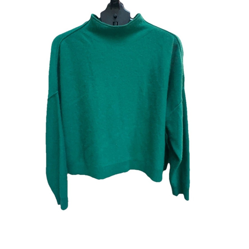 Pilcro Anthropologie Alani 100% Cashmere Mock Neck Cropped Sweater Green Size M - Picture 2 of 10